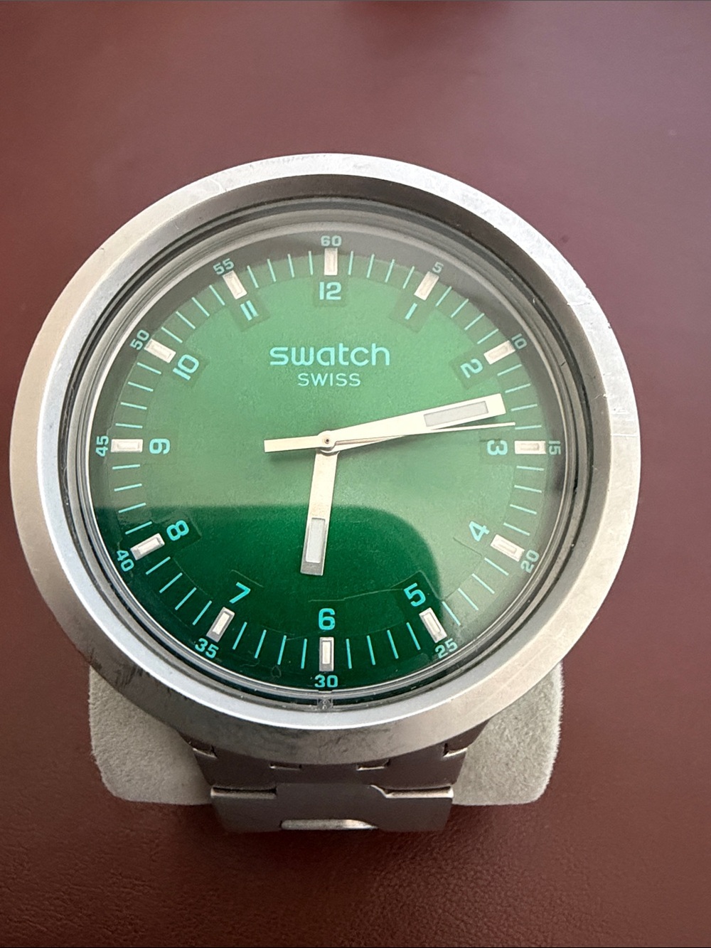 Swatch Green Dial Silver Stainless Steel Bracelet Watch